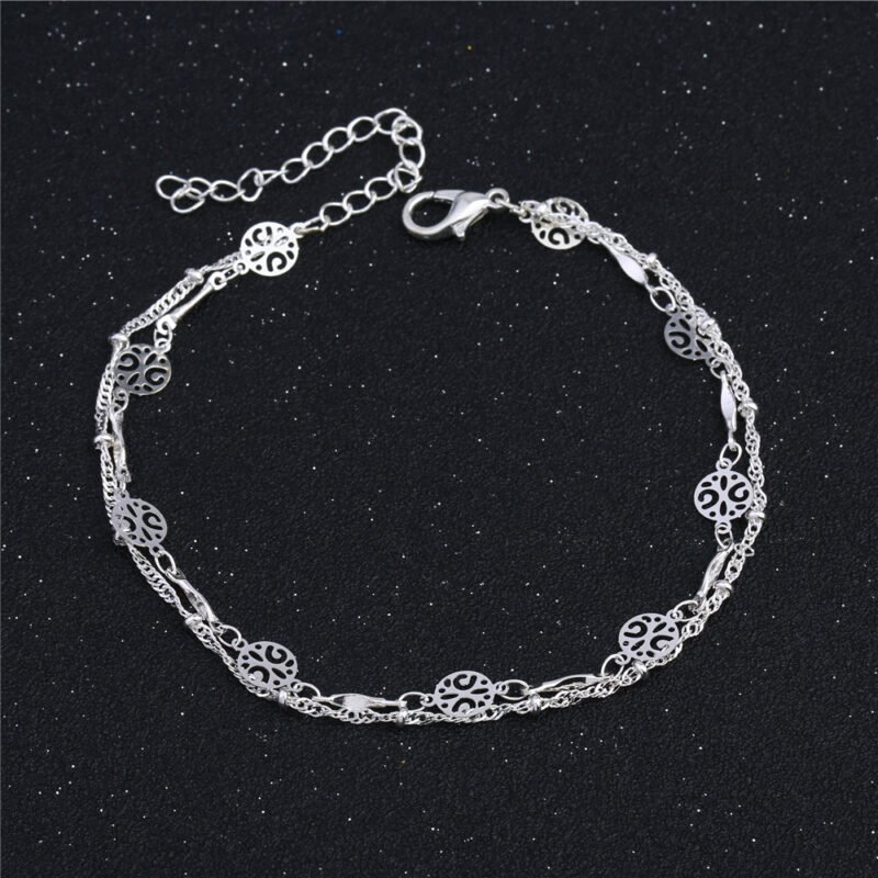 Hollow Anklet Clip Bead Silver Jewelry - Image 4