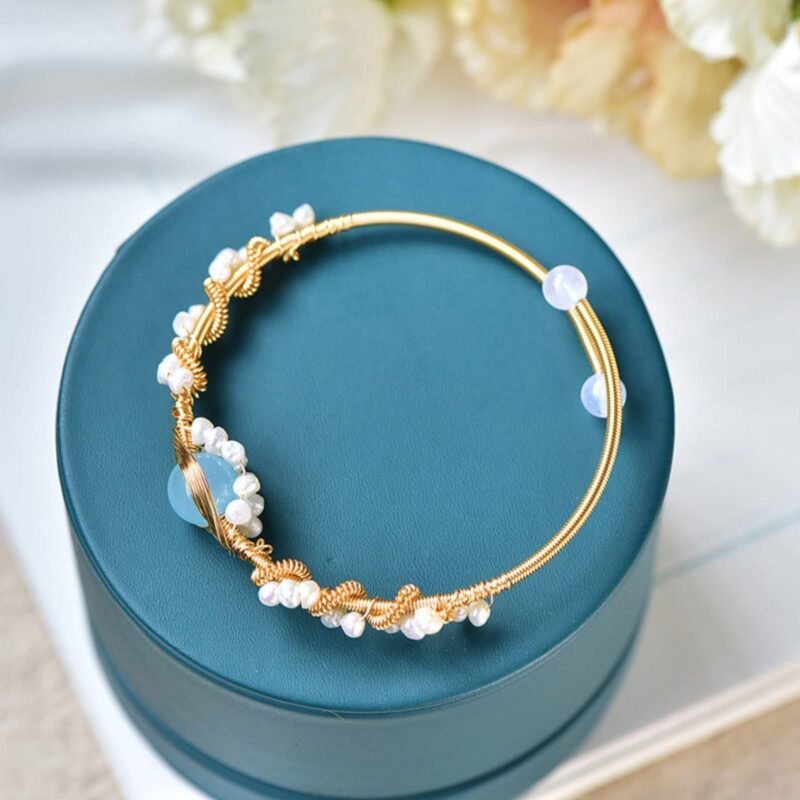 Pearl Bracelets For Women Gold Plating Pearl Bracelet Gold Wire Braided Vintage Style Bracelets Cuff Bracelets Fashion Bracelet - Image 7