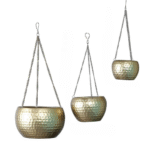 Hand-Forged Hammered Iron Planter Set of 3 - Image 3