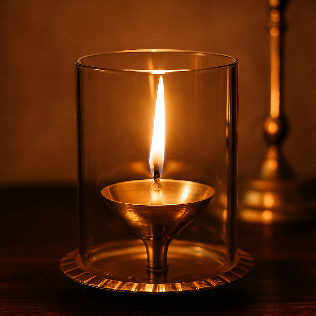 20250807_1706_Elegant Glass Diya_remix_01k2250e9zepgamkh2ywnf0ayt