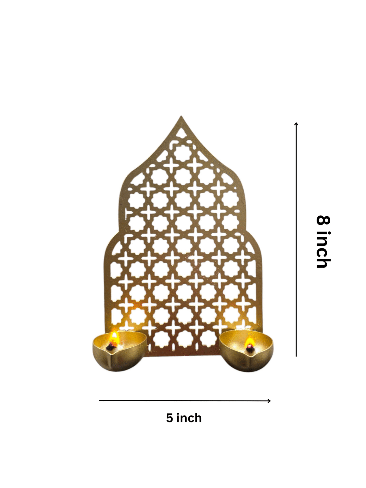Handcrafted Mughal Jaali 2 Diya Wall Mount - Image 4