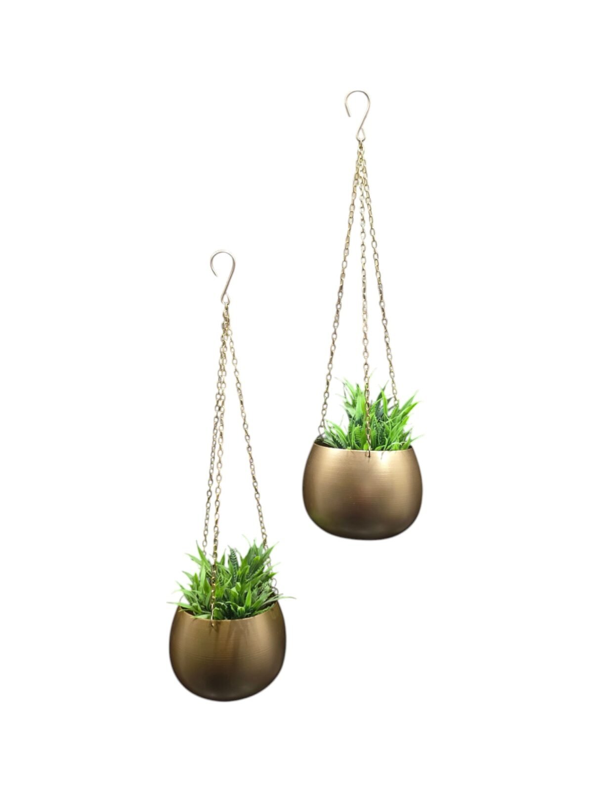 Modern Gold Hanging Planters - Set of Two - Image 4