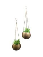 Modern Gold Hanging Planters - Set of Two - Image 4