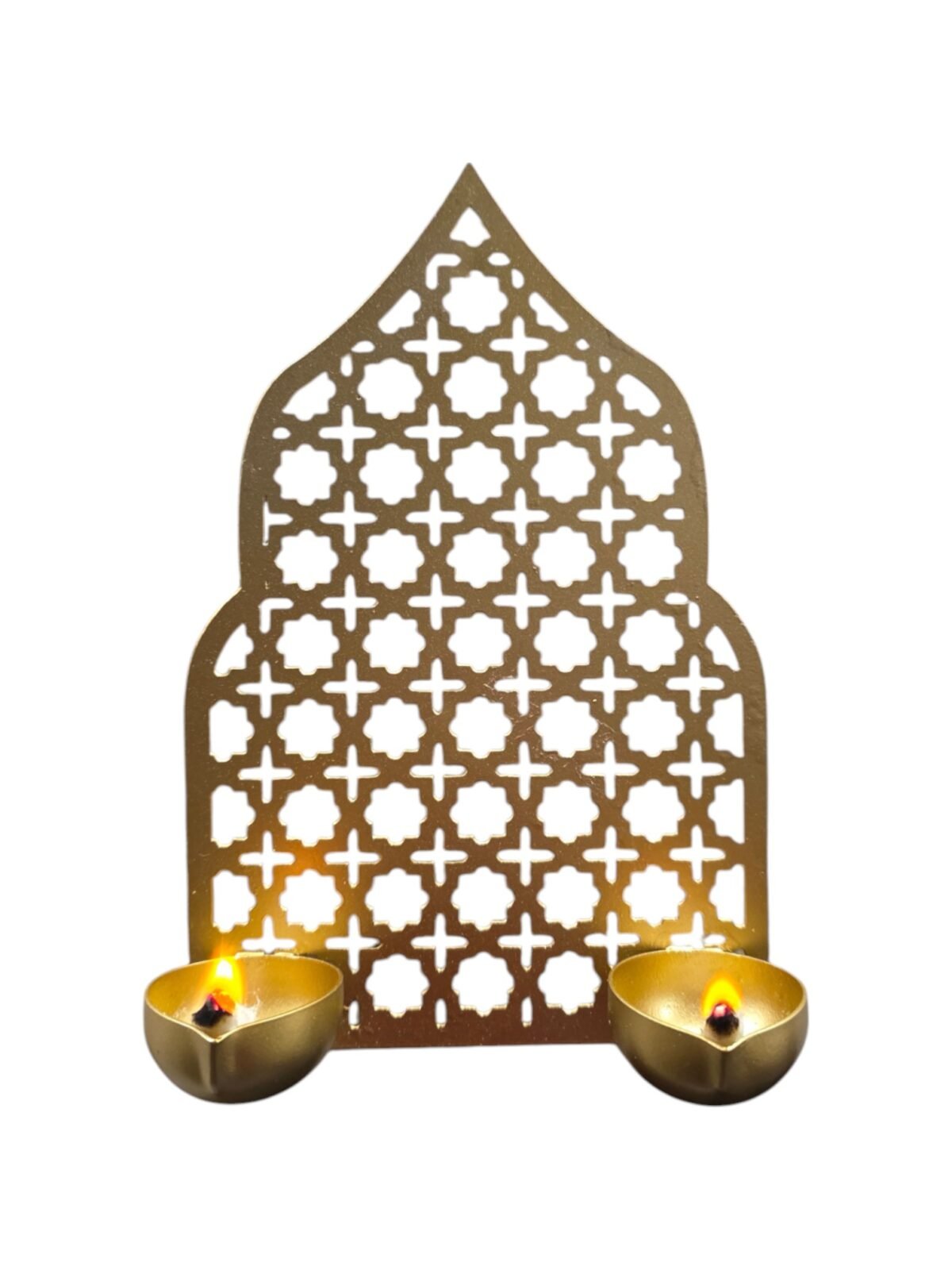 Handcrafted Mughal Jaali 2 Diya Wall Mount - Image 3