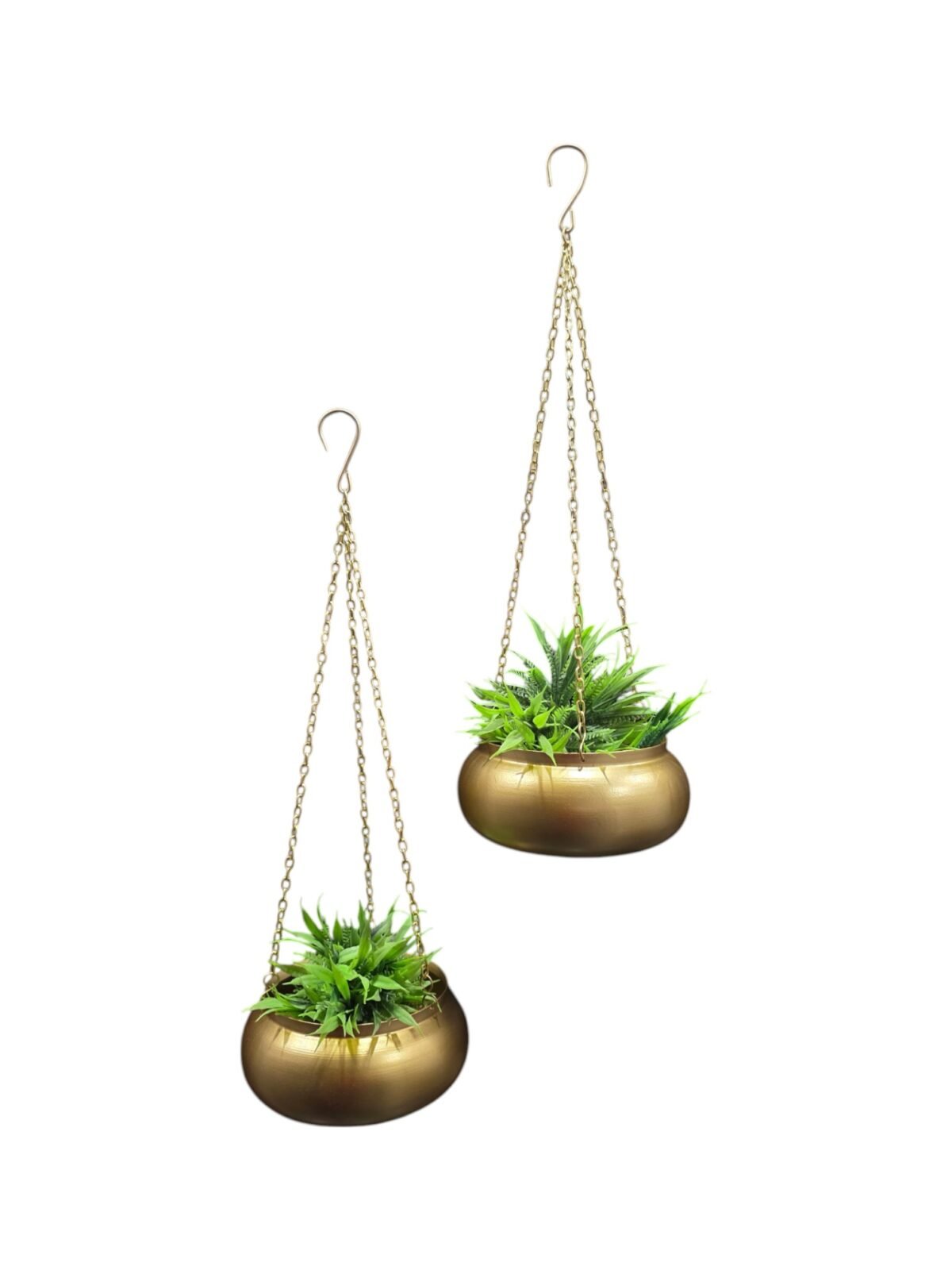 Modern Gold Hanging Planters (Set of 2) - Image 2