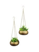 Modern Gold Hanging Planters (Set of 2) - Image 2