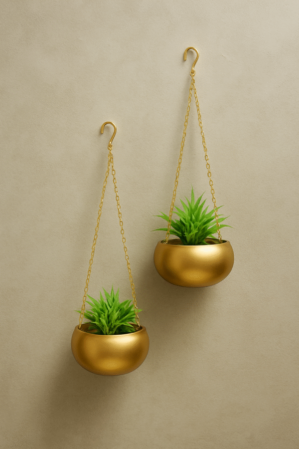 Modern Gold Hanging Planters (Set of 2)