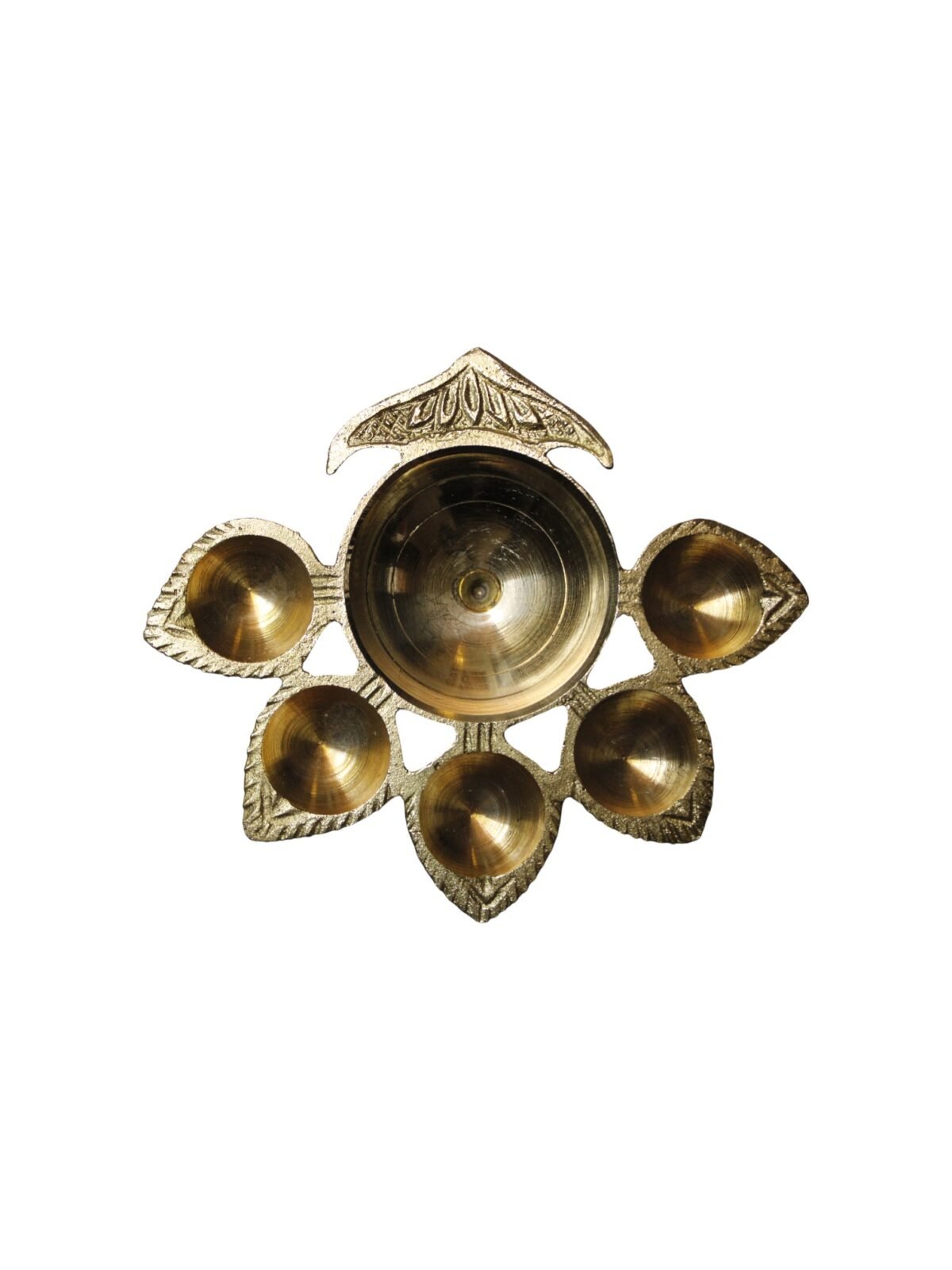 Handcrafted Seven-Wick Brass Pancharti Diya - Image 2