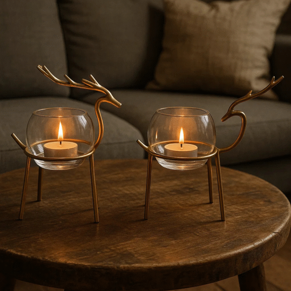 Gilded Stag Tealight Set