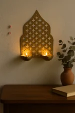 Handcrafted Mughal Jaali 2 Diya Wall Mount - Image 2