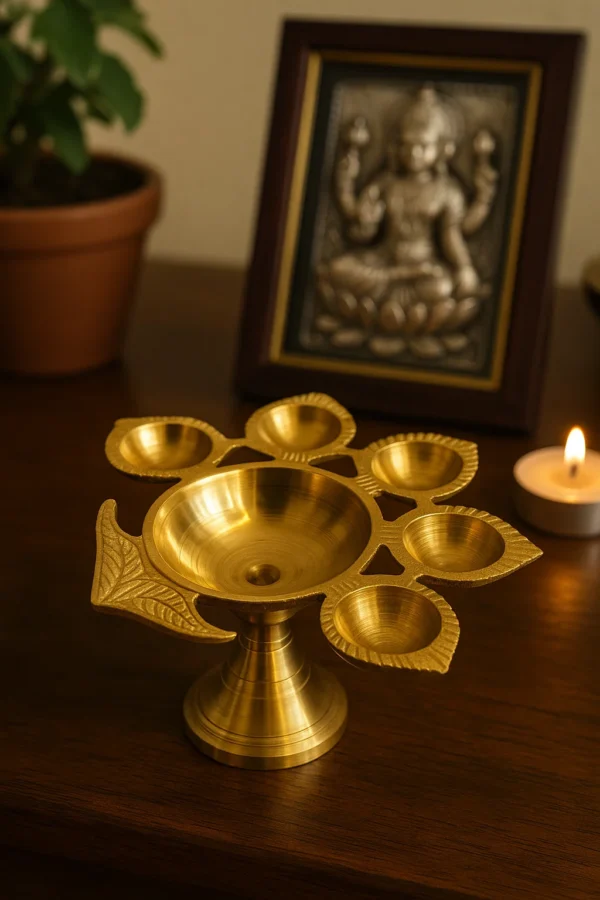 Handcrafted Seven-Wick Brass Pancharti Diya