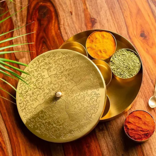 Artisan Brass Masala Dabba or The Moradabad Heritage Spice Box