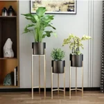 Modern Metal Planter with Stand (Set of 3) | Elegant Indoor Plant Stands for Living Room, Balcony | Gold Finish Pots for Home Decor (Available in Classic White, Matte Black, and Luxe Gold) - Image 2