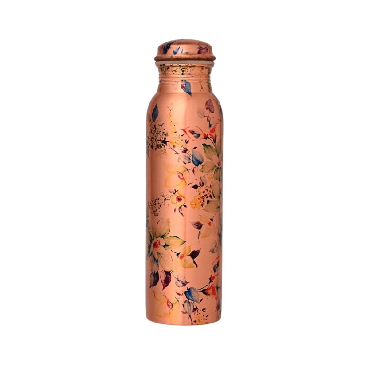 Aura Copper Designer Pure Copper Water Bottle (950ml) | Leakproof Ayurvedic Vessel with Modern Watercolor Floral Print | Stylish & Healthy Gift for Women - Image 4