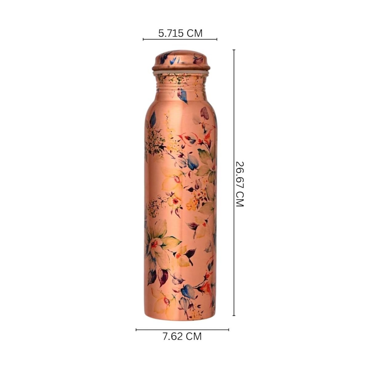 Aura Copper Designer Pure Copper Water Bottle (950ml) | Leakproof Ayurvedic Vessel with Modern Watercolor Floral Print | Stylish & Healthy Gift for Women - Image 5