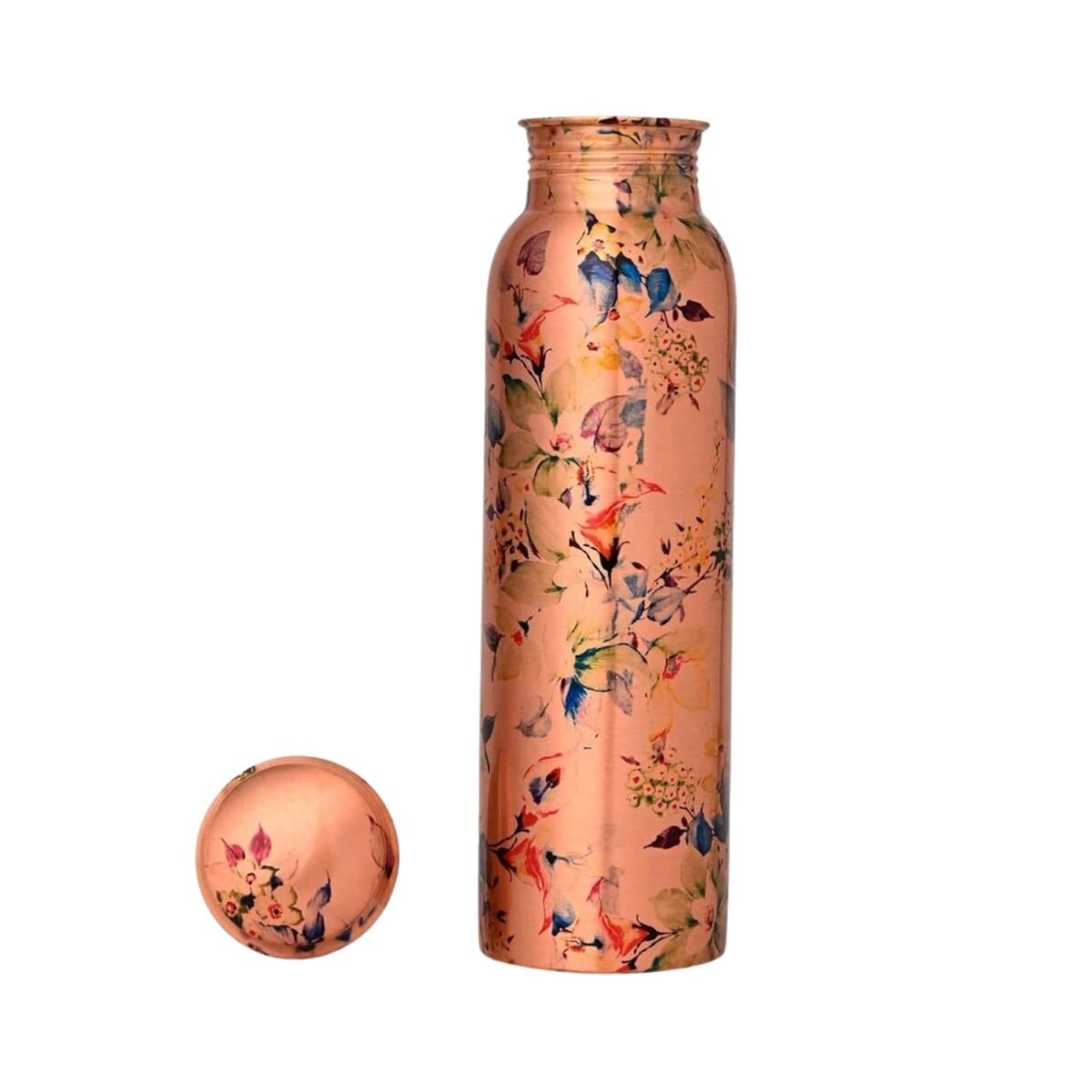 Aura Copper Designer Pure Copper Water Bottle (950ml) | Leakproof Ayurvedic Vessel with Modern Watercolor Floral Print | Stylish & Healthy Gift for Women - Image 3