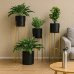 Modern Metal Planter with Stand (Set of 3) | Elegant Indoor Plant Stands for Living Room, Balcony | Gold Finish Pots for Home Decor (Available in Classic White, Matte Black, and Luxe Gold)