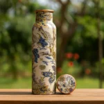 Vana Living Designer Insulated Water Bottle | Double Wall Stainless Steel Flask for Hot & Cold Drinks | Leakproof with Vintage Botanical Print | 750ml, BPA-Free | Premium Gift