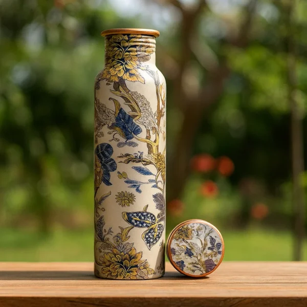 Vana Living Designer Insulated Water Bottle | Double Wall Stainless Steel Flask for Hot & Cold Drinks | Leakproof with Vintage Botanical Print | 750ml, BPA-Free | Premium Gift
