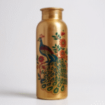Tamra Veda Artisan Pure Copper Water Bottle (950ml) | Leakproof Ayurvedic Vessel with Hand-Painted Peacock (Mayur) Design | Joint-Free & Seamless - Image 4
